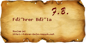 Führer Béla névjegykártya